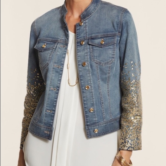 Chico's Jackets & Blazers - SEQUIN EMBELLISHED DENIM JACKET by CHICO’S